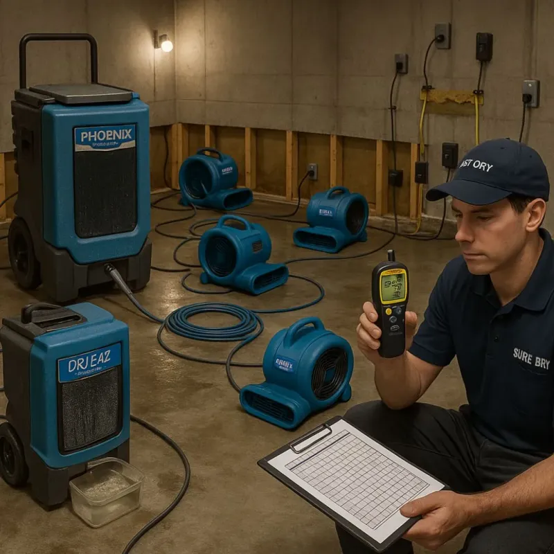 Structural Drying and Dehumidification process in Laurel Bay, SC